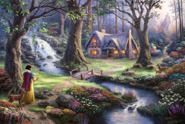 白雪姫がコテージを発見 トーマス・キンケード Oil Paintings